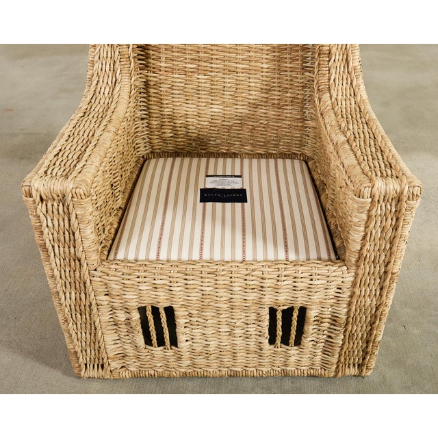 Tan Ralph Lauren Organic Modern Woven Seagrass Wicker Armchair For Sale - Image 8 of 18