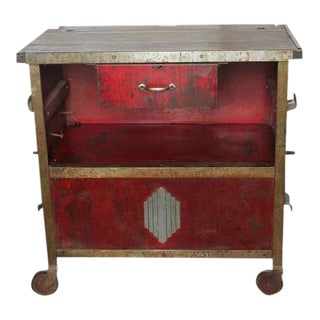 1920s Art Deco Auto Shop Metal Cart/Bar Cart For Sale