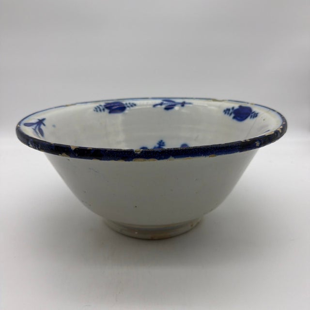 Farmhouse 18th/19th Century French Blue & White Faience Centrepiece Bowl - 11.5" For Sale - Image 3 of 15