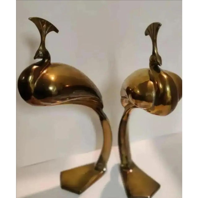 1980s 1980s Dolbi Cashier Large Standing Brass Peacock Sculptures - A Pair For Sale - Image 5 of 8
