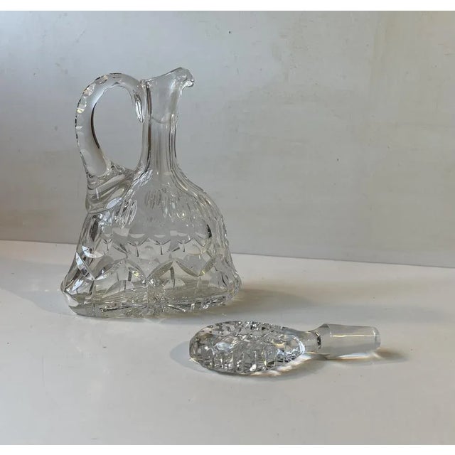 Mid-Century Modern French Cut Crystal Port Decanter with Handle, 1950s For Sale - Image 3 of 8