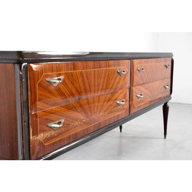 Italian Walnut and Brass Sideboard, 1950s For Sale - Image 6 of 12