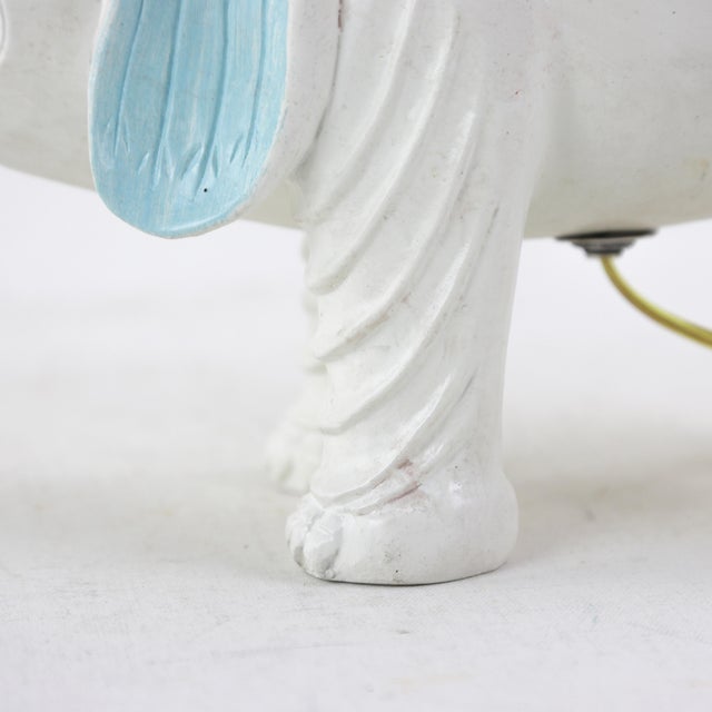 A Pair of Vintage White Handmade Wooden Elephant Table Lamps For Sale In New York - Image 6 of 9