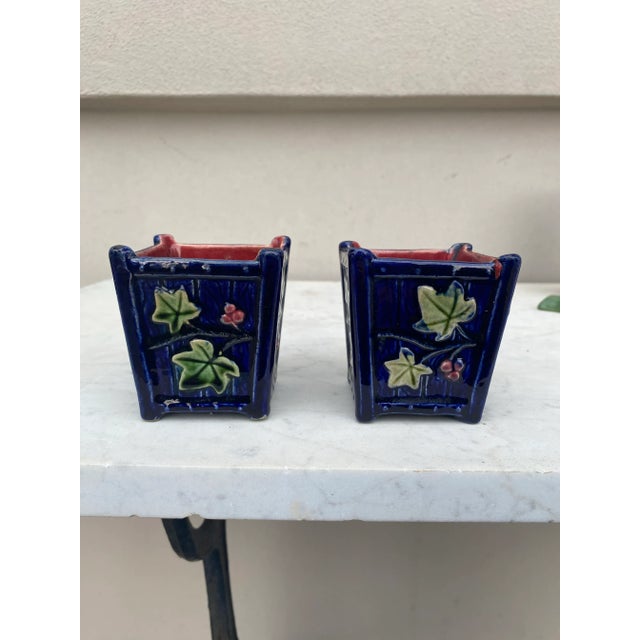 French Majolica Cache Pot , Circa 1890-A Pair For Sale - Image 4 of 5