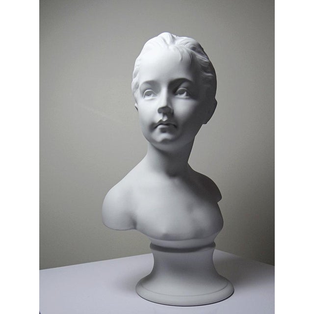 Bust of Louise Brongniard After Houdon in White Biscuit Porcelain, 1930s For Sale - Image 9 of 13