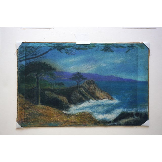 American Early 20th Century Pebble Beach Landscape Pastel For Sale - Image 3 of 7