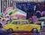"Antique Taxi with Graffiti Wall" Contemporary Expressionist Style Cityscape Oil Painting by Natalia Bessonova For Sale