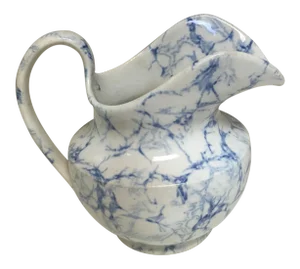 Antique Blue and White “Marble” Cream Pitcher