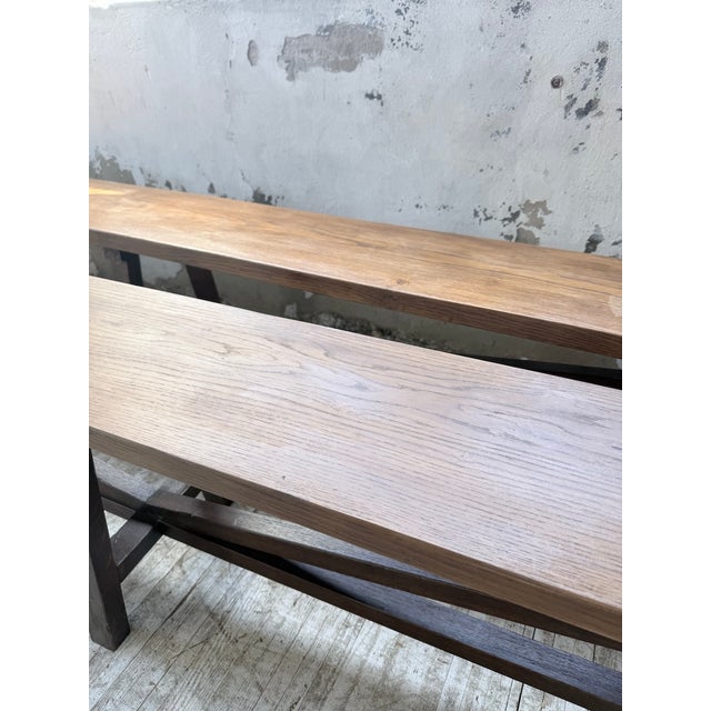 Oak Farm Benches, 1950s, Set of 2 For Sale - Image 18 of 18