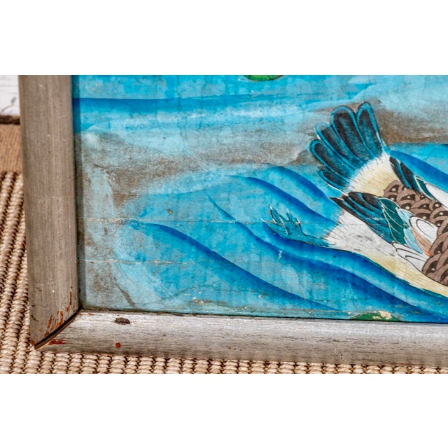 Framed Late 19th Century Hand-Painted Chinoiserie Wallpaper Panel For Sale - Image 4 of 11