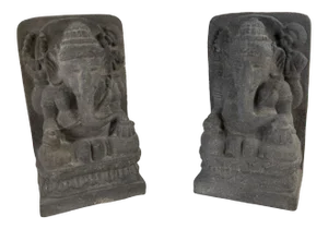 Late 20th Century Cast Sandstone Hindu Deity Bookends - a Pair