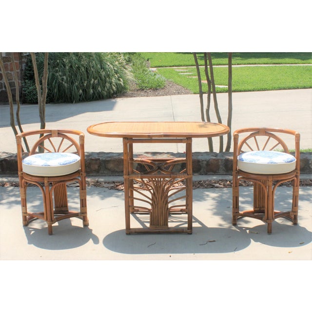 Vintage 1960s Rattan and Bamboo Bistro Table & Chairs Chairish