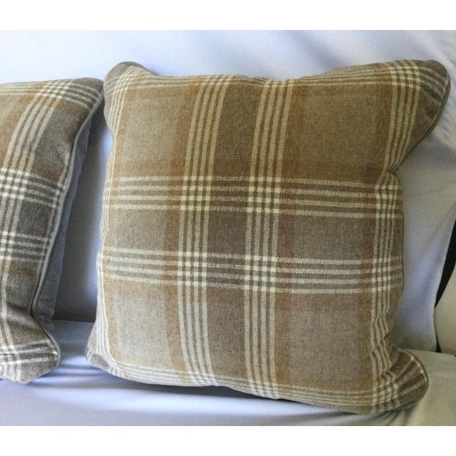 Plaid Neutral Colored Pillows- A Pair For Sale - Image 13 of 14