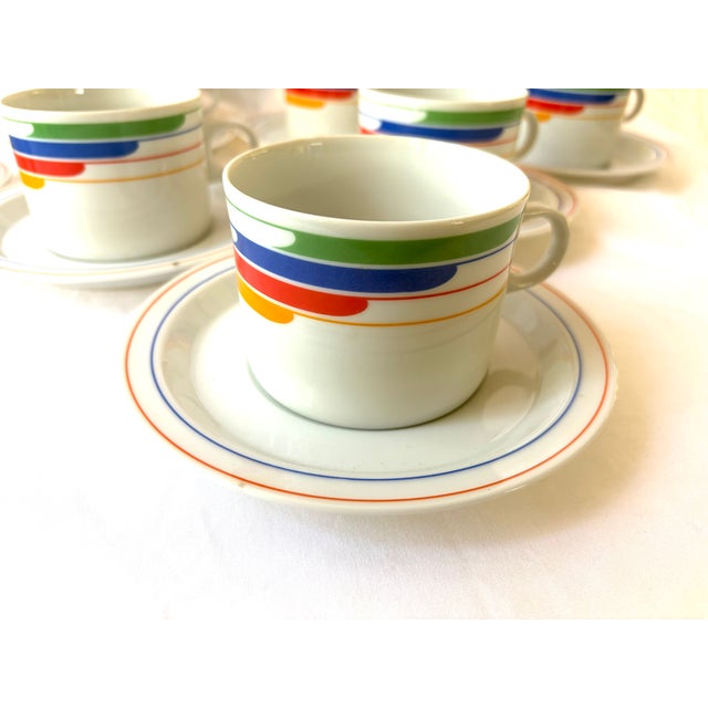 Contemporary Memphis Style Vintage Studio Nova Fire&Ice Series Cup and Saucer Set of 7 For Sale - Image 3 of 3