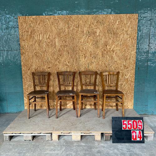 Vintage French Farmhouse Dark Oak Dining Chairs, 1950s Set of 4 For Sale - Image 4 of 4