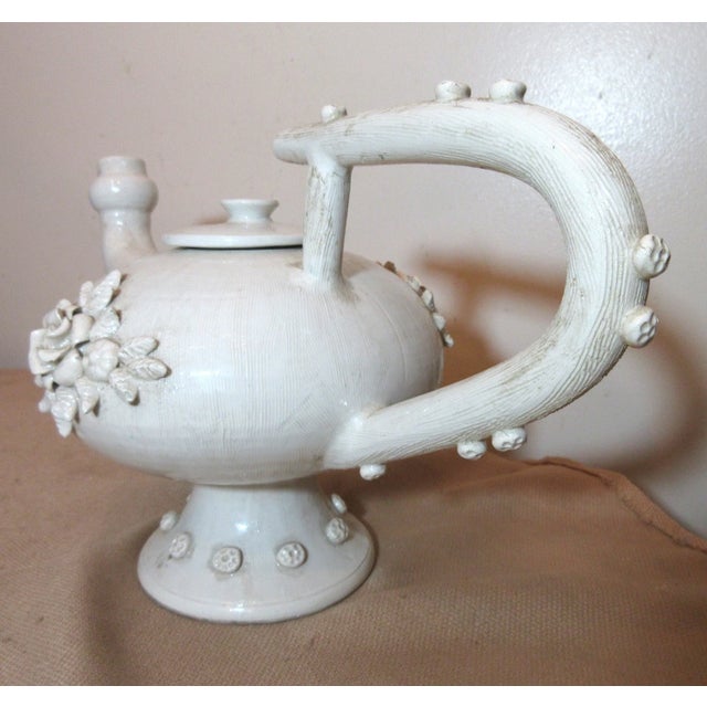 1930s Antique Handmade Italian Pottery Teapot Shaped Water Pitcher Jug For Sale In New York - Image 6 of 12