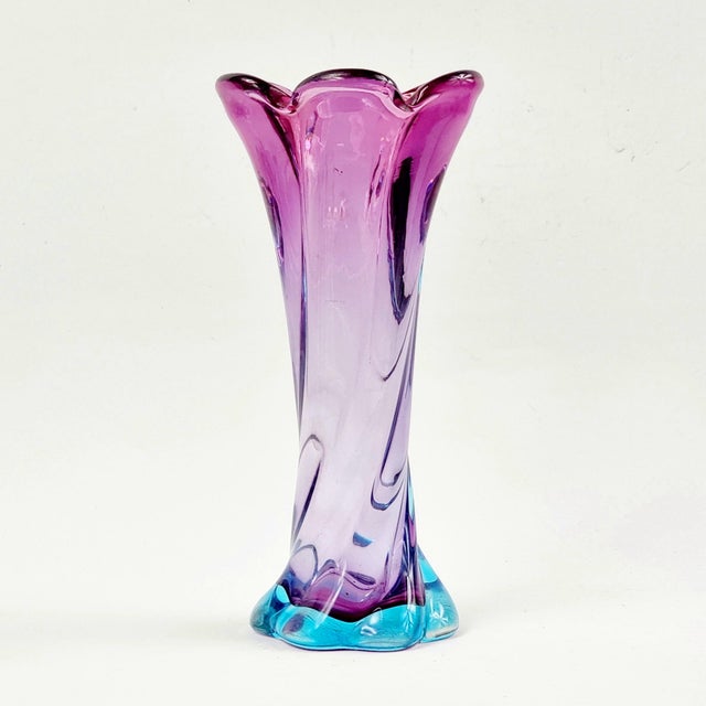 工芸品 Murano Glass Vase (Purple) Mid-Century Twisted Murano Glass Vase, Italy, 1960s | Chairish