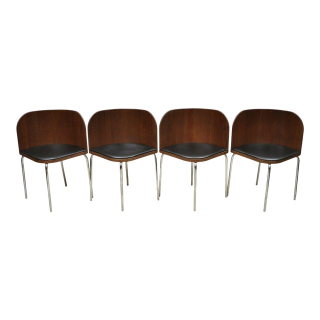 Ikea Fusion Brown Chrome Modern Corner Nesting Table Chairs Set of 4