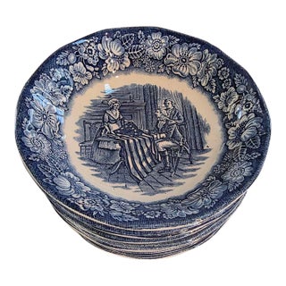 Blue and White Small Bowls Liberty Blue Betsy Ross Pattern For Sale