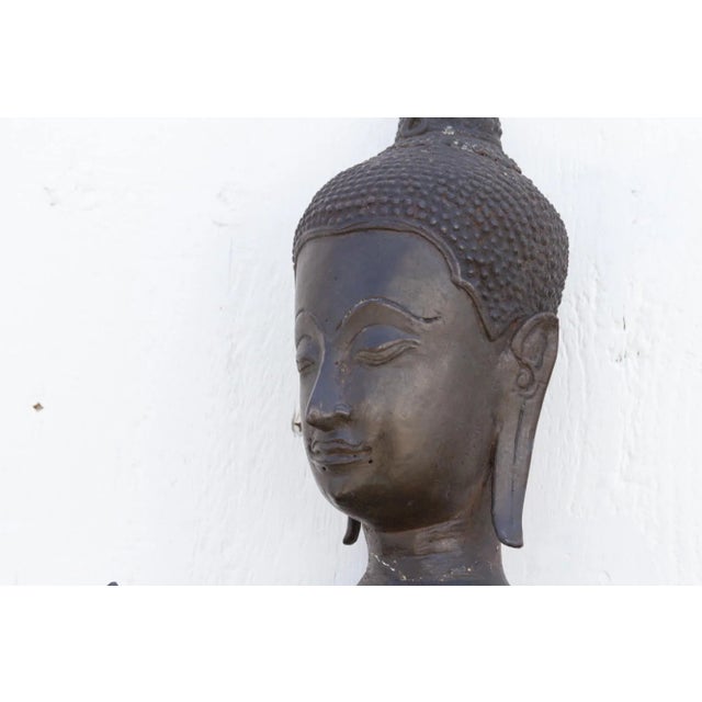 Black Tall Antique Bronze Thai Buddha For Sale - Image 8 of 12