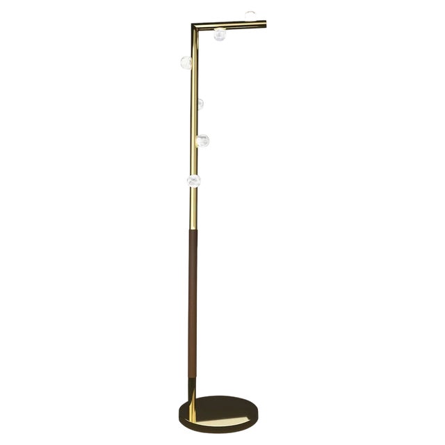 Demetra Floor Lamp in Gilt Metal by Alabastro Italiano For Sale
