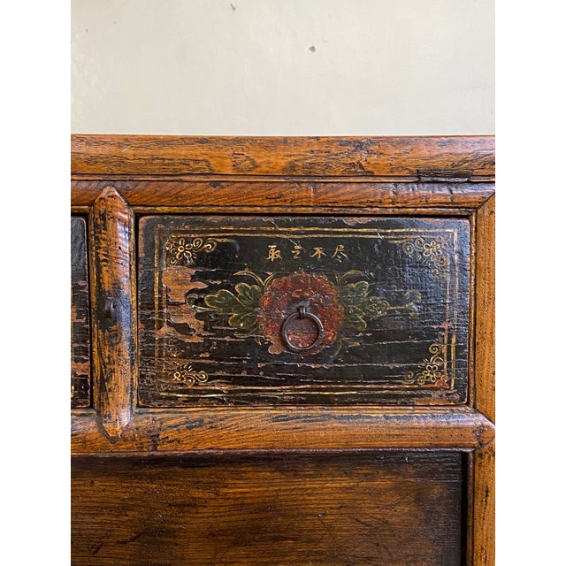 Wood Vintage Chinese Painted Country Console Chest For Sale - Image 7 of 13