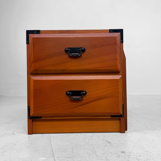Contemporary Small Japanese Desk Cabinet with Extendable Bookend, 1980s For Sale - Image 3 of 10