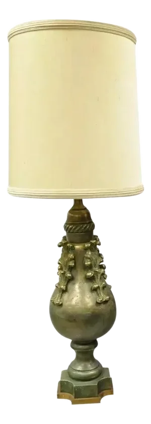 Marbro Mid Century Modern Large Green Ceramic Pottery Leafy Scroll Table Lamp