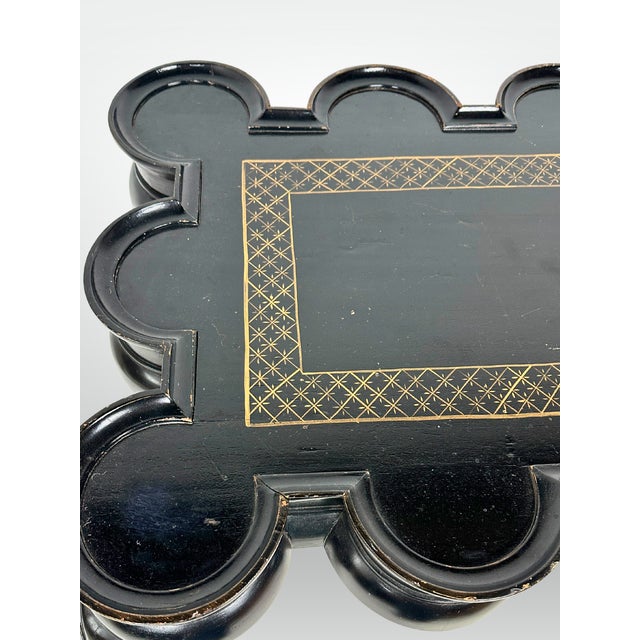 1960s Mid-Century Ebonized Mahogany Cocktail Table Breakfast Table Style Top Carved Hairy Paw Feet For Sale In Greensboro - Image 6 of 12