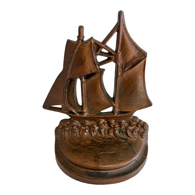 Vintage Cast Iron Sailing Ship Bookend For Sale