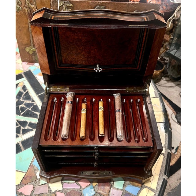 19th C. Napoleon Mother of Pearl and Rosewood Cigar Cellar with Four Drawers For Sale In Los Angeles - Image 6 of 7