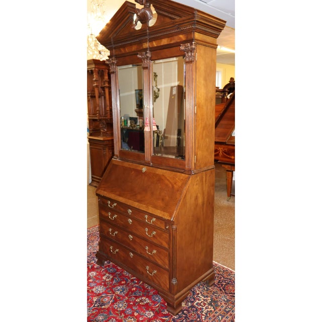 1990s 1990 Baker Furniture Stately Homes Mahogany Georgian Style Drop Secretary Desk For Sale - Image 5 of 18