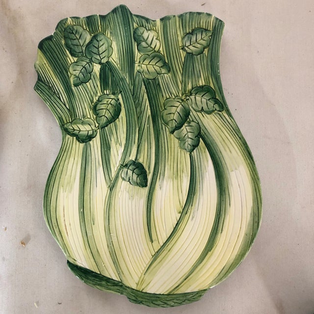 Hand painted Italian ceramic trivet in celery mold.