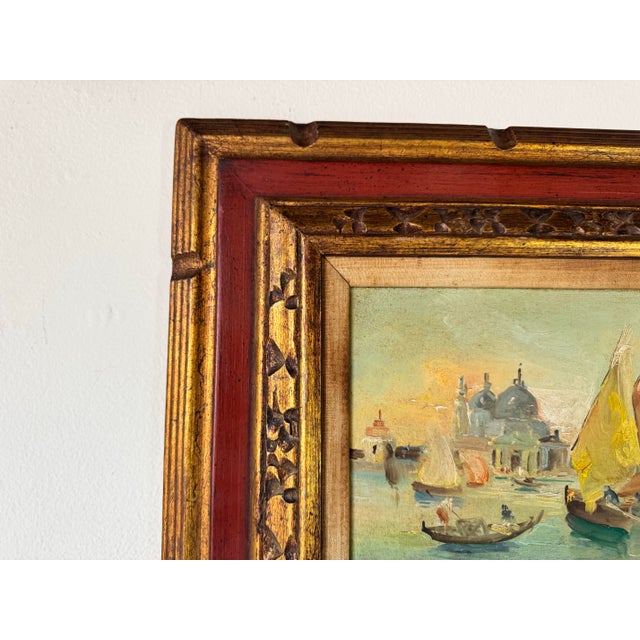 1970s Vintage Venice Coastal - Sailboat Landscape Scene Oil Painting by L. Porino For Sale In Miami - Image 6 of 12