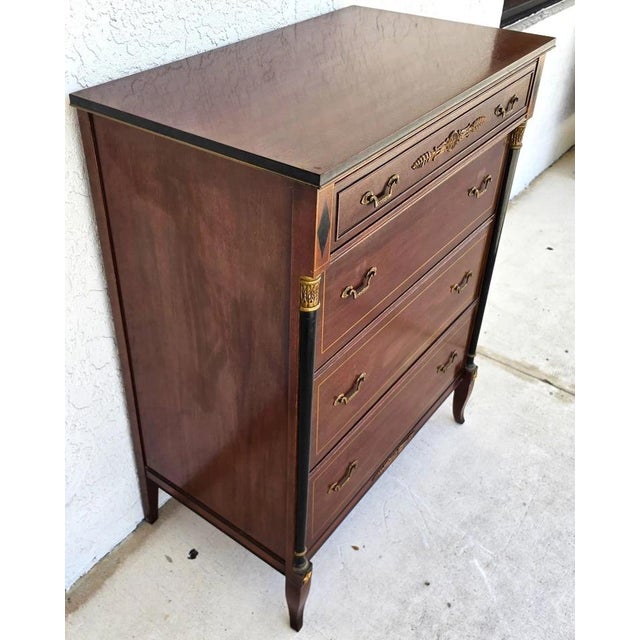 RWAY Rway Mid Century French Empire Highboy Dresser For Sale - Image 4 of 18