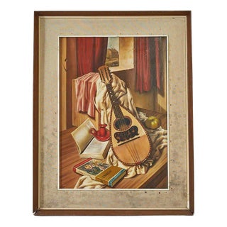 Guglielmo Zisa, Still Life with Mandolin, 2000s, Oil on Canvas For Sale