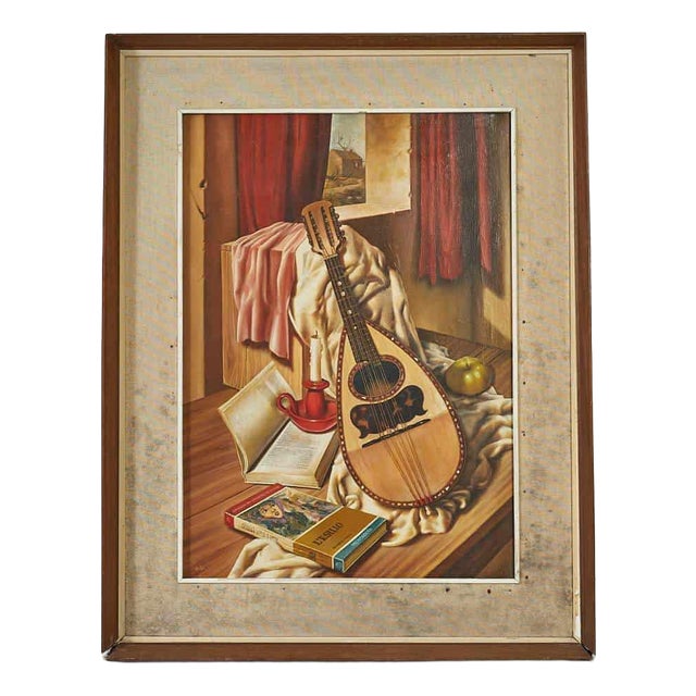 Guglielmo Zisa, Still Life with Mandolin, 2000s, Oil on Canvas For Sale