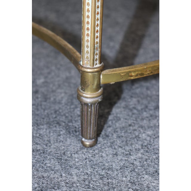 Oval Brass French Maison Jansen Style Pineapple Finial Directoire Coffee Table For Sale - Image 9 of 9