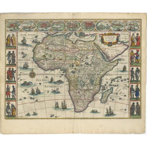 Antique Blaeu Map of Africa, Madagascar and the Barbary Coast, 1642 For Sale - Image 3 of 12