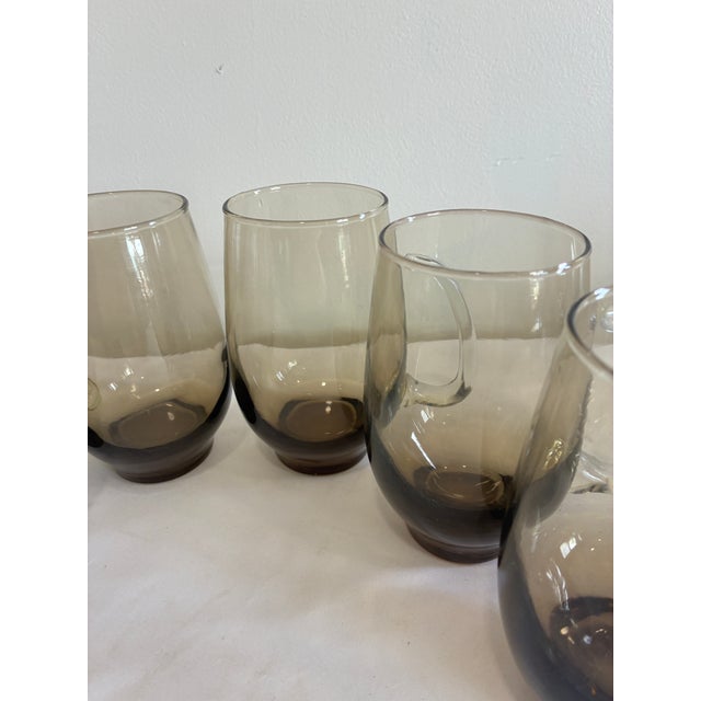 1970s Mid-Century Modern Libbey “Tempo” Smoked Ombre Glass Mugs – Set of 6 For Sale - Image 5 of 11