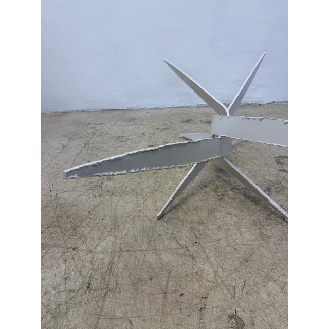 1970s Silas Seandel Attrb. Brutalist Torch Cut White Lacquer Steel Coffee Table Base For Sale - Image 5 of 15