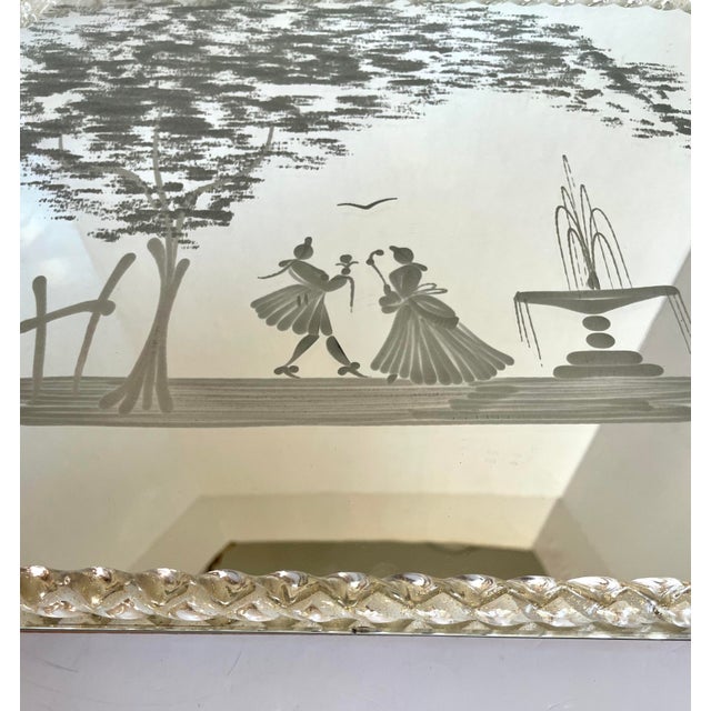 Murano Vintage Murano Italy Venetian Glass Rope Romantic Mirror Serving Vanity Tray For Sale - Image 4 of 12