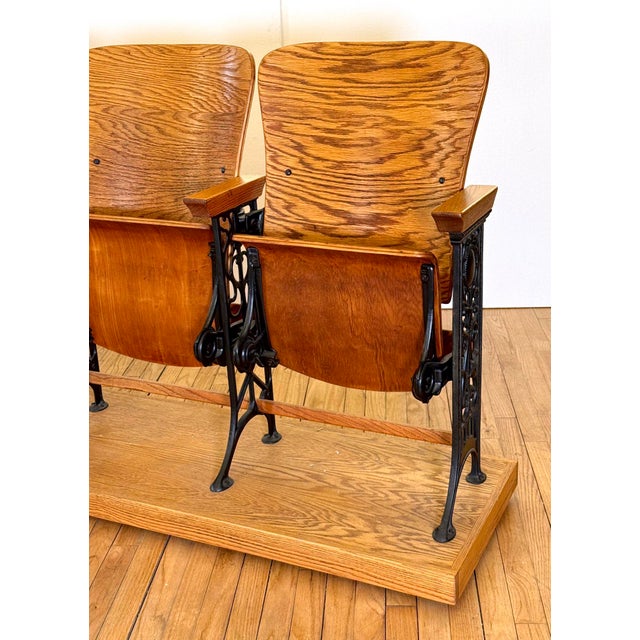 Late 19th Century Restored Oak Auditorium Seat Unit For Sale In New York - Image 6 of 16