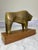 Mid 20th Century Vintage Mid-Century Modernist Solid Brass Bull Sculpture on Walnut Base For Sale - Image 5 of 8