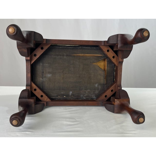 Brown Vintage Henkel Harris Attributed Queen Anne Style Mahogany Footstool For Sale - Image 8 of 15