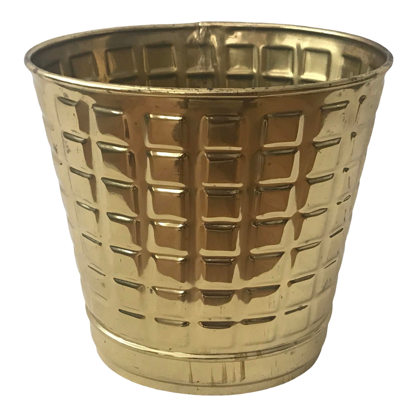 Brass Square Pattern Waste Basket Chairish