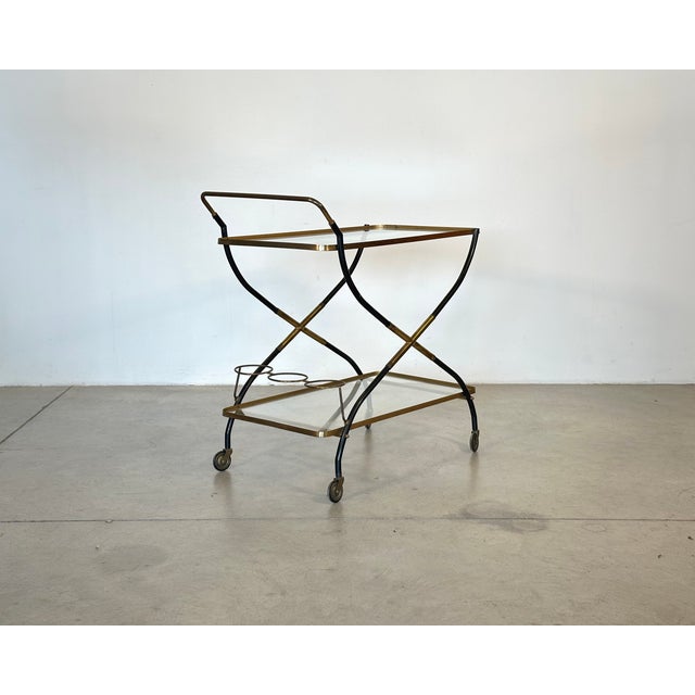 Brass and Glass Bar Trolley, 1960s For Sale - Image 4 of 17