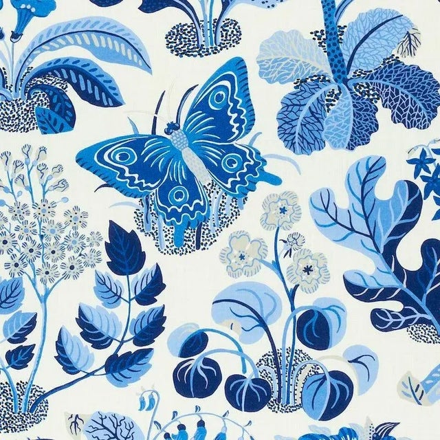 Sample - Schumacher Exotic Butterfly Indoor/Outdoor Fabric in Marine For Sale