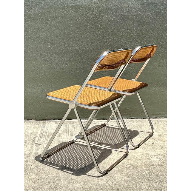 Vintage Italian Chrome and Cane Folding Chairs - A Pair For Sale In West Palm - Image 6 of 18