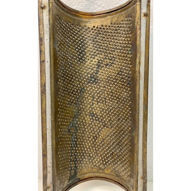 Early 20th Century Gigantic Vintage Brass Double Handled Half Round Kitchen Grater From Germany For Sale - Image 5 of 10